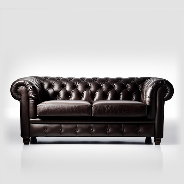 French premium dark leather sofa