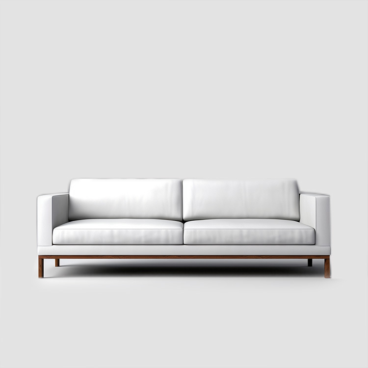 Italian minimalist white leather sofa
