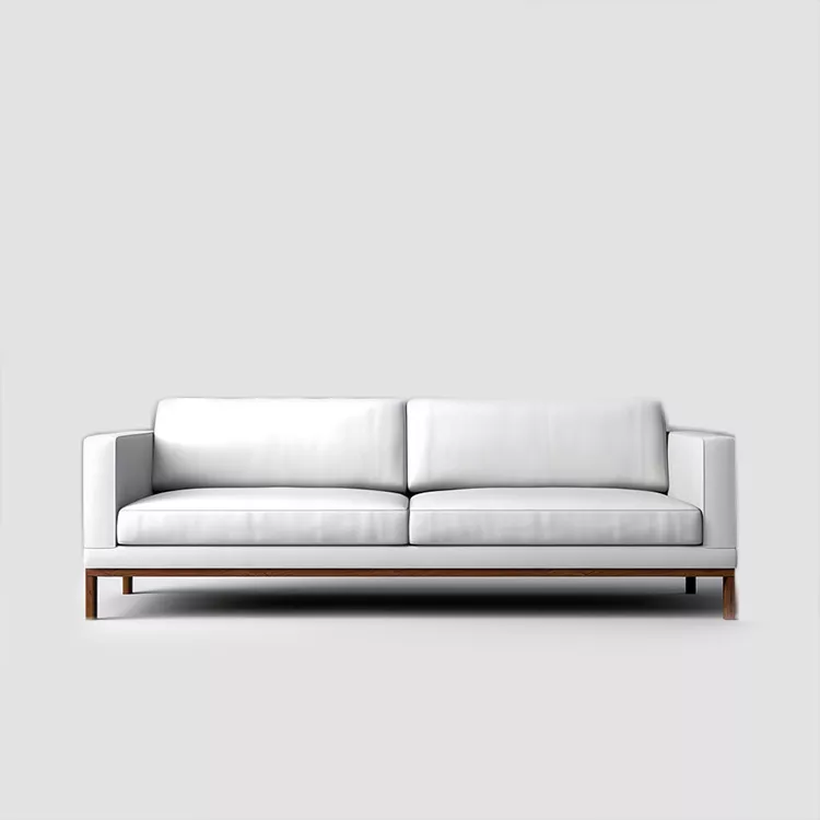 Italian minimalist white leather sofa